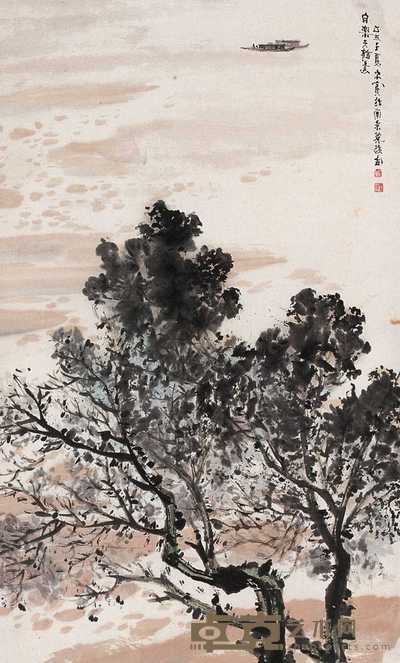 张尔宾 1985年作 白乐天诗意 镜心 82×49cm